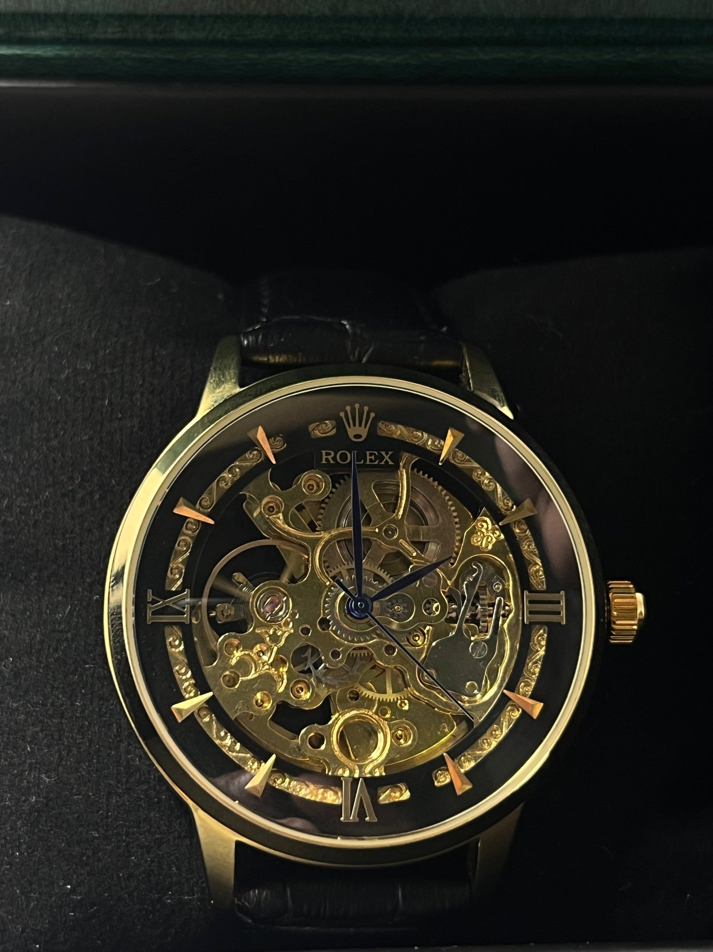 Rolex Automatic Skeleton with Leather Straps