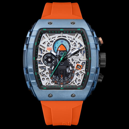 T5 Multifunction Chronograph Watch — Blue Dial | Orange Strap