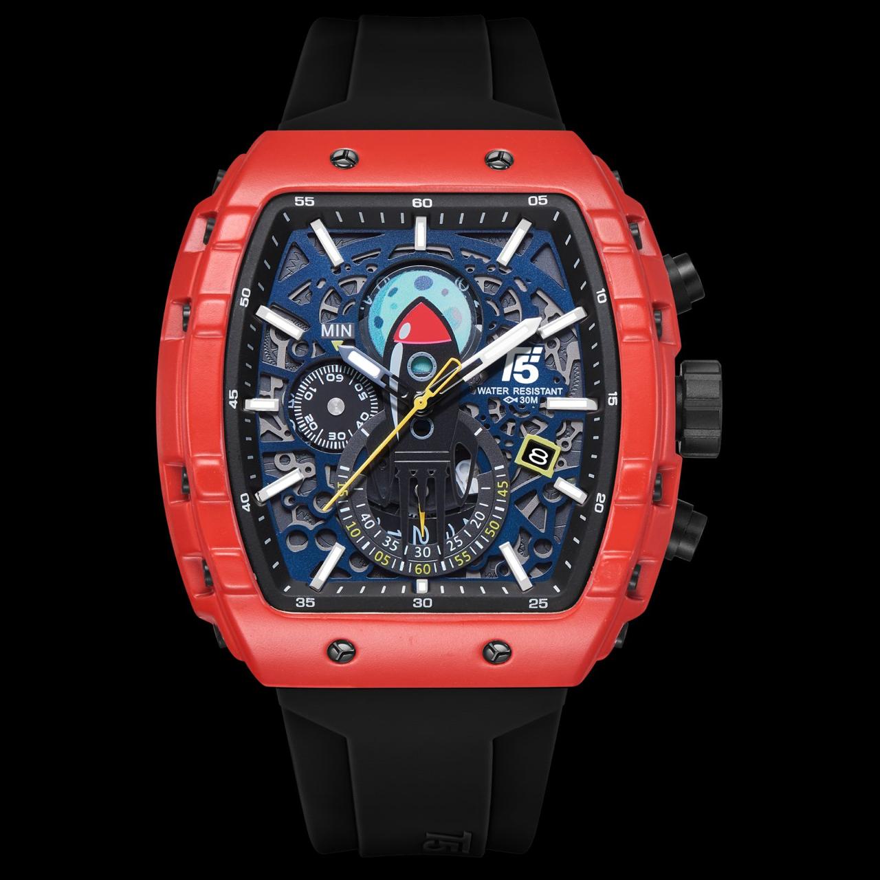T5 Multifunction Chronograph Watch — Red Dial | Black Strap