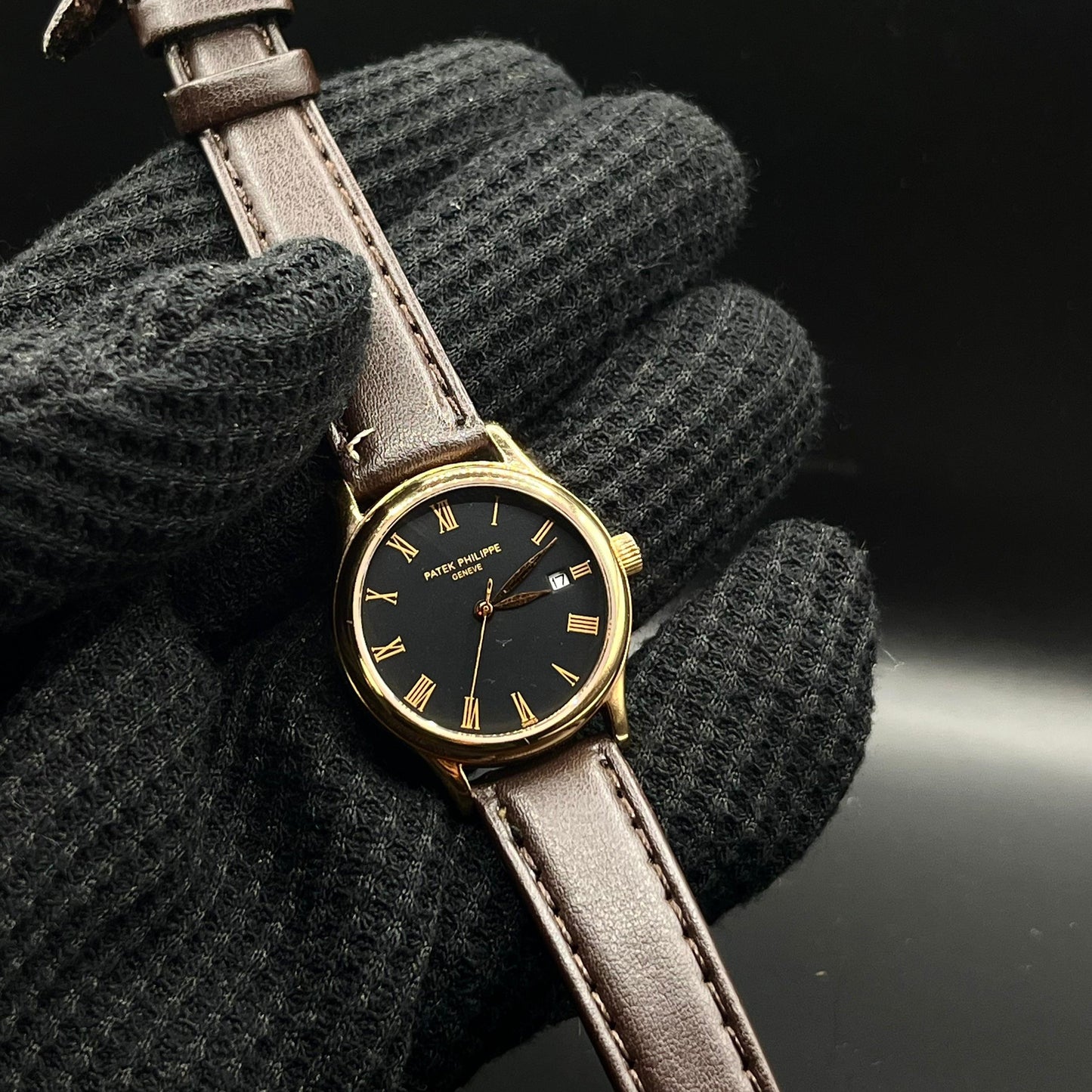 Patek Philippe Women Leather Strap Watch