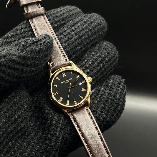 Patek Philippe Women Leather Strap Watch