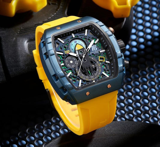 T5 Multifunction Chronograph Watch — Blue Dial | Yellow Strap